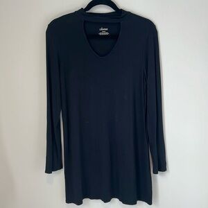 Soma Women's Black Super Soft Long Sleeve Tunic Top Shirt Neck‎ Detail Medium